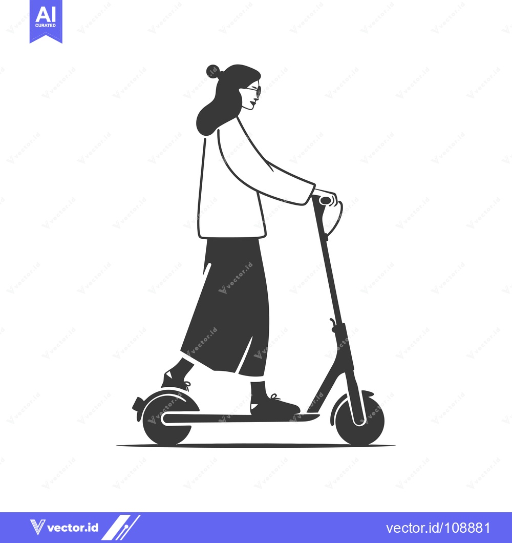 Premium Vector dari Woman Riding an Electric Scooter in Silhouette
