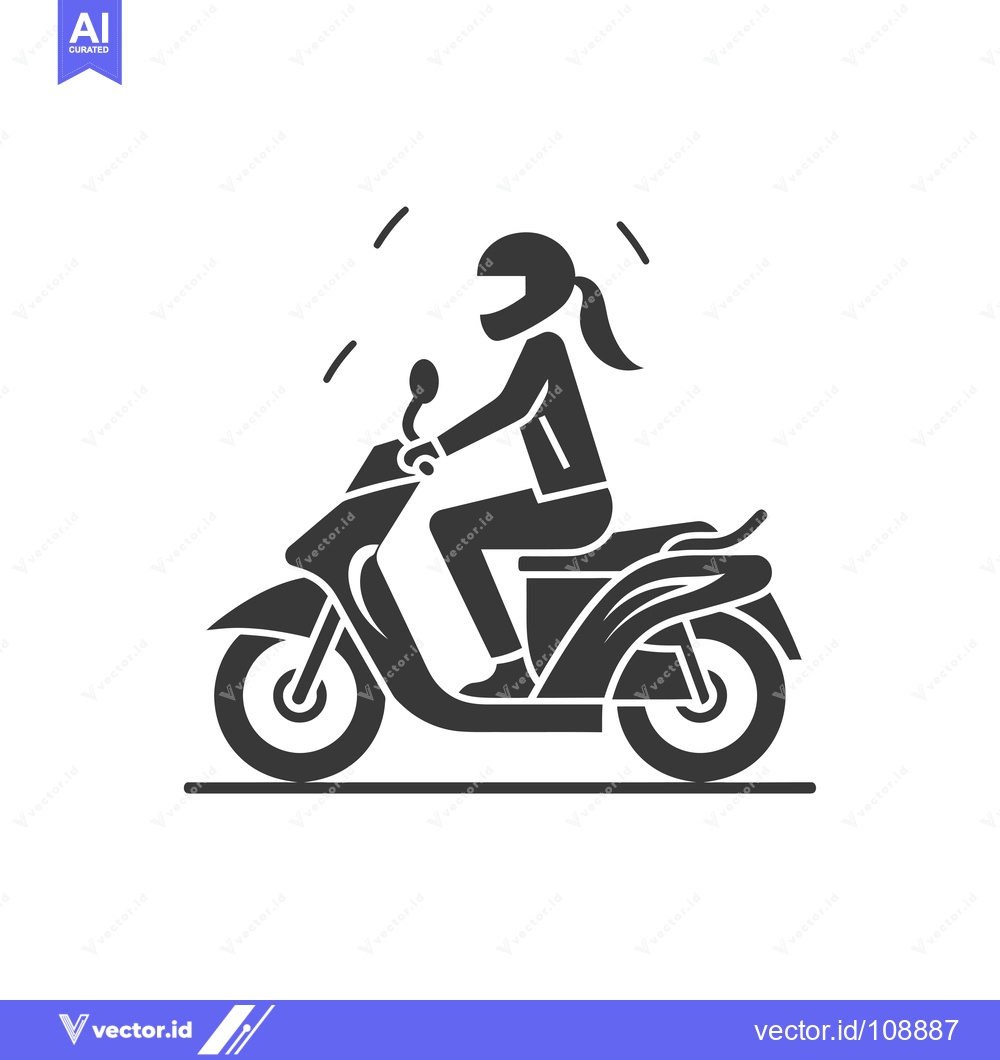 Premium Vector dari Woman riding a scooter with a helmet