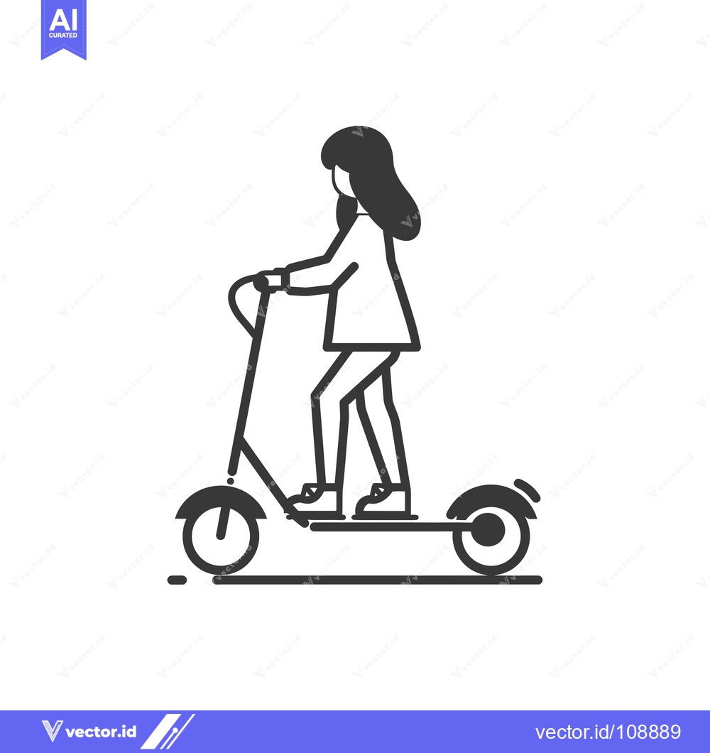 Premium Vector dari Woman Riding a Scooter with Long Hair