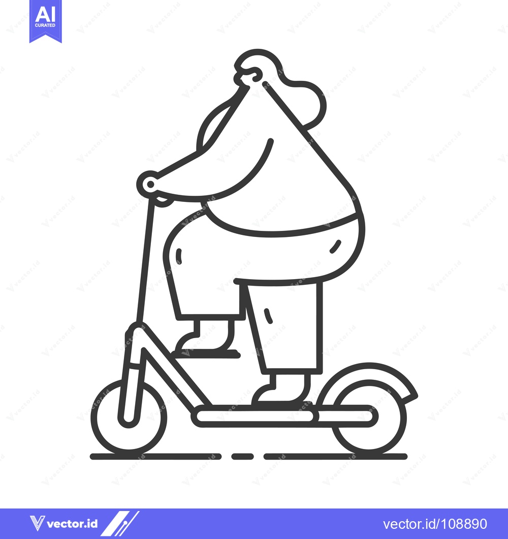 Premium Vector dari Woman Riding a Scooter with Long Hair and Casual Clothes