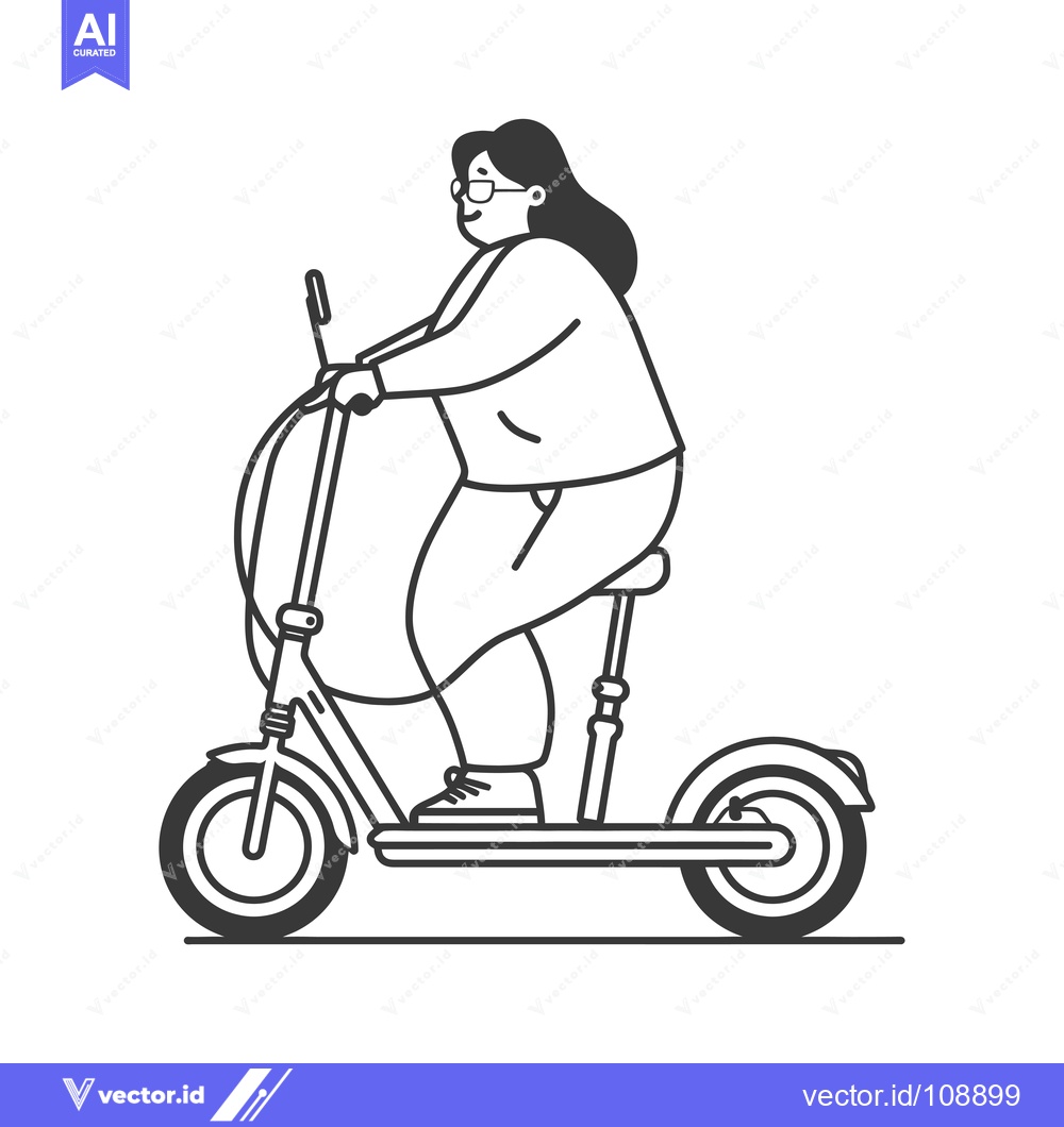 Premium Vector of Woman Riding Electric Scooter with Glasses