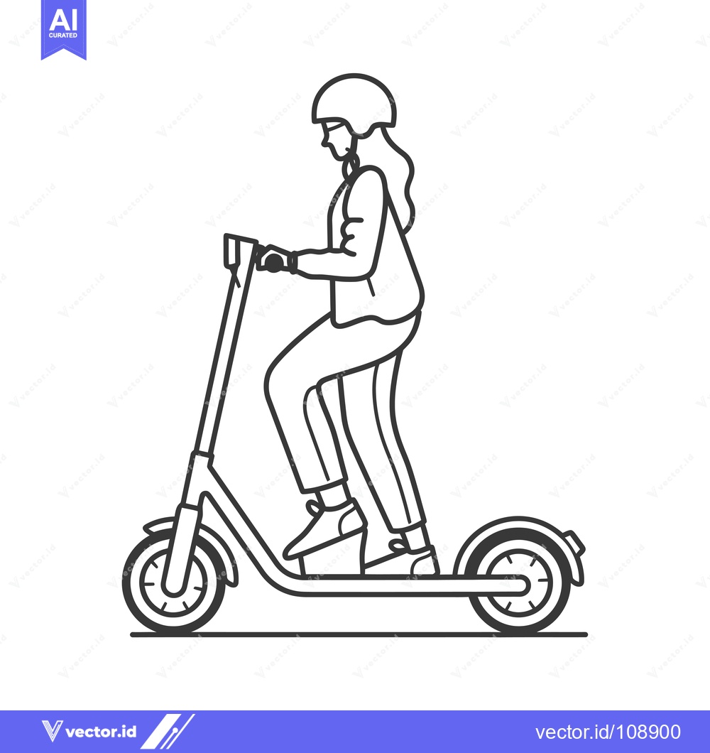 Premium Vector dari Woman Riding Electric Scooter with Helmet