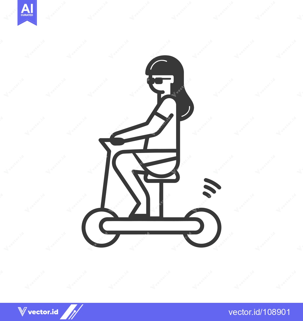 Premium Vector of Woman Riding Electric Scooter with Sunglasses