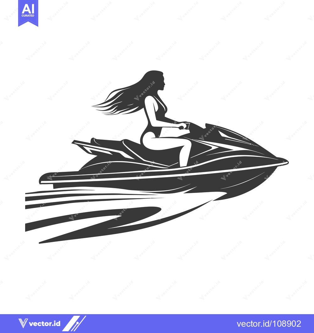 Premium Vector dari Woman Riding Jet Ski With Long Flowing Hair