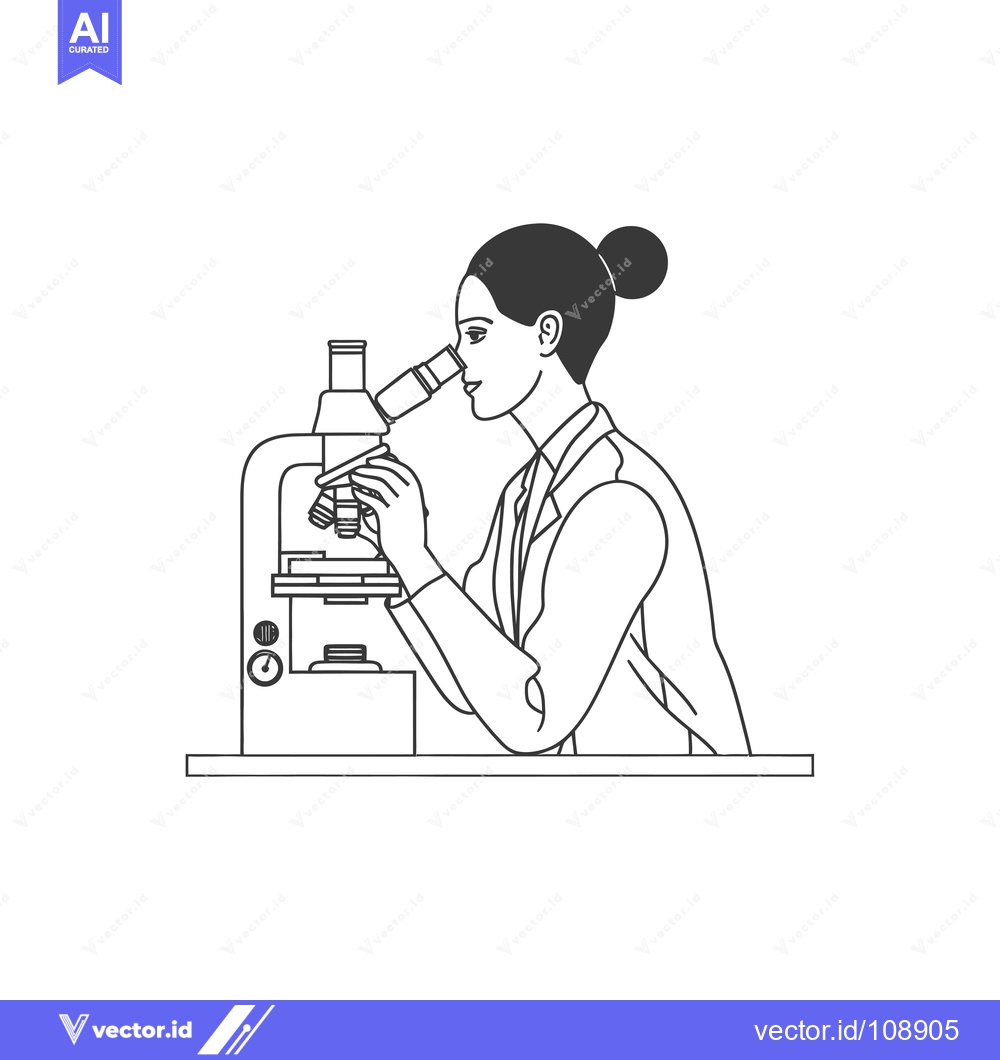 Premium Vector dari Woman Scientist Looking Through Microscope