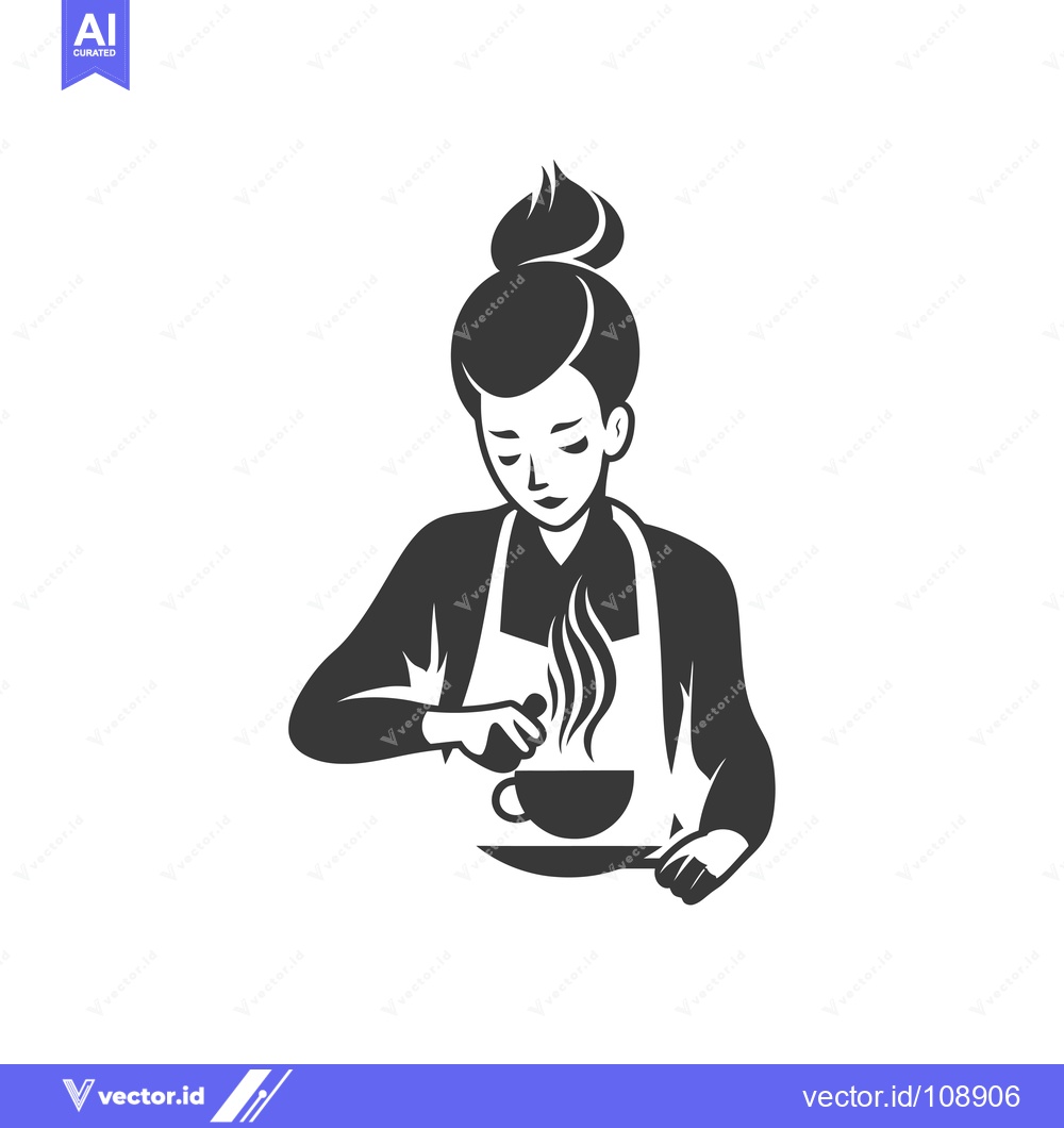 Premium Vector of Woman Serving Steaming Cup of Coffee with a Plate