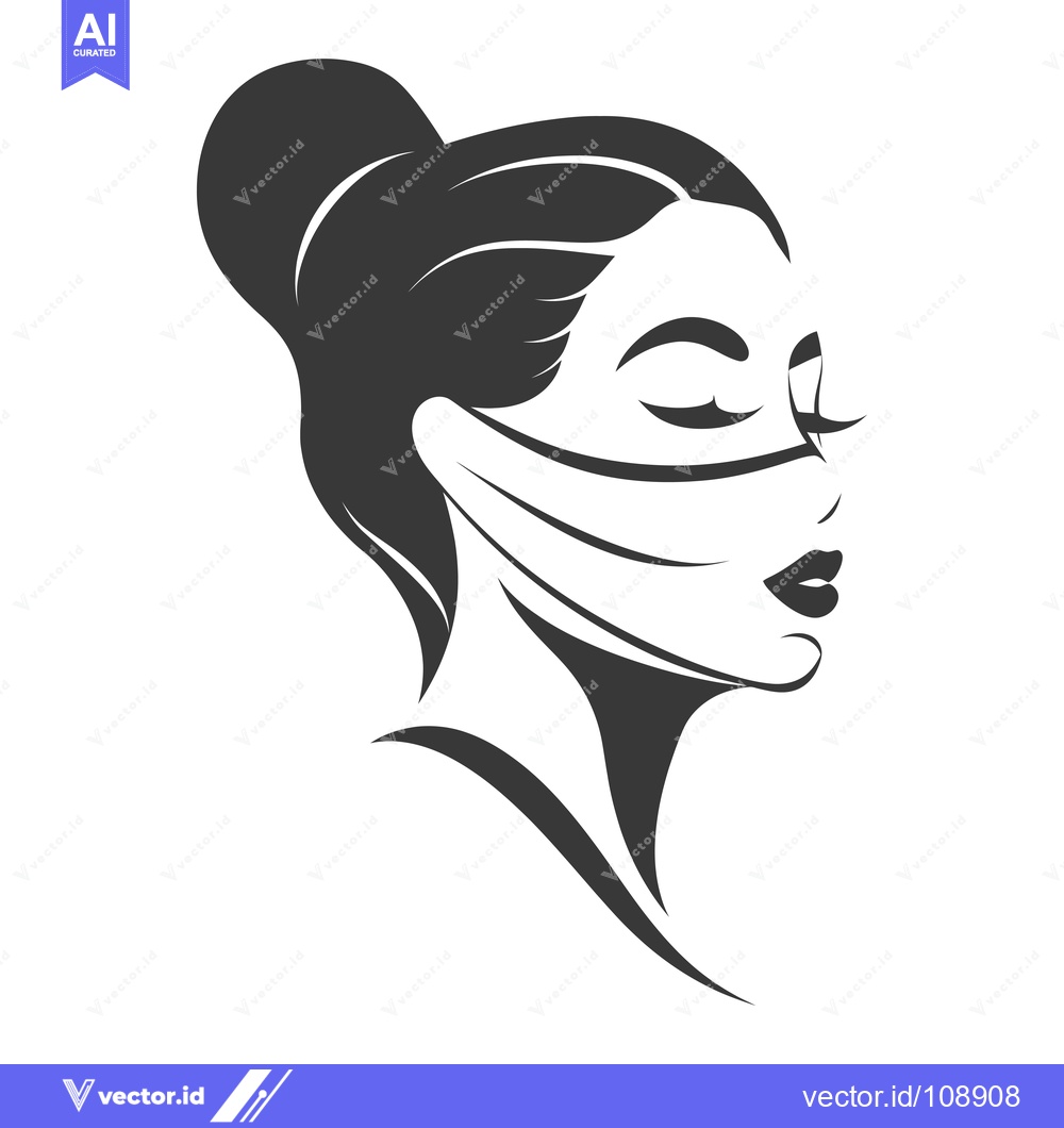 Premium Vector dari Woman's Face with Closed Eyes and a Veil