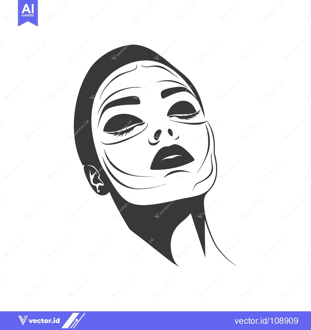 Premium Vector dari Woman's Face with Closed Eyes and Full Lips