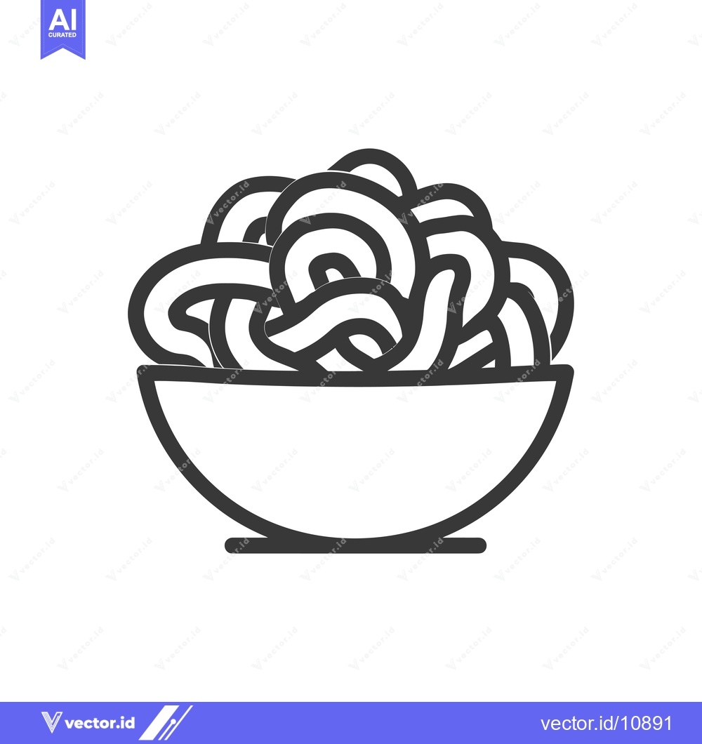 Premium Vector dari A bowl of noodles, a simple line drawing icon