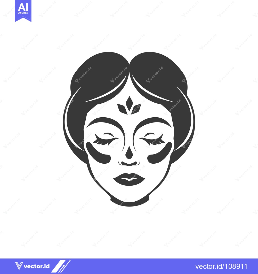 Premium Vector of Woman's Face with Closed Eyes and Under-eye Patches