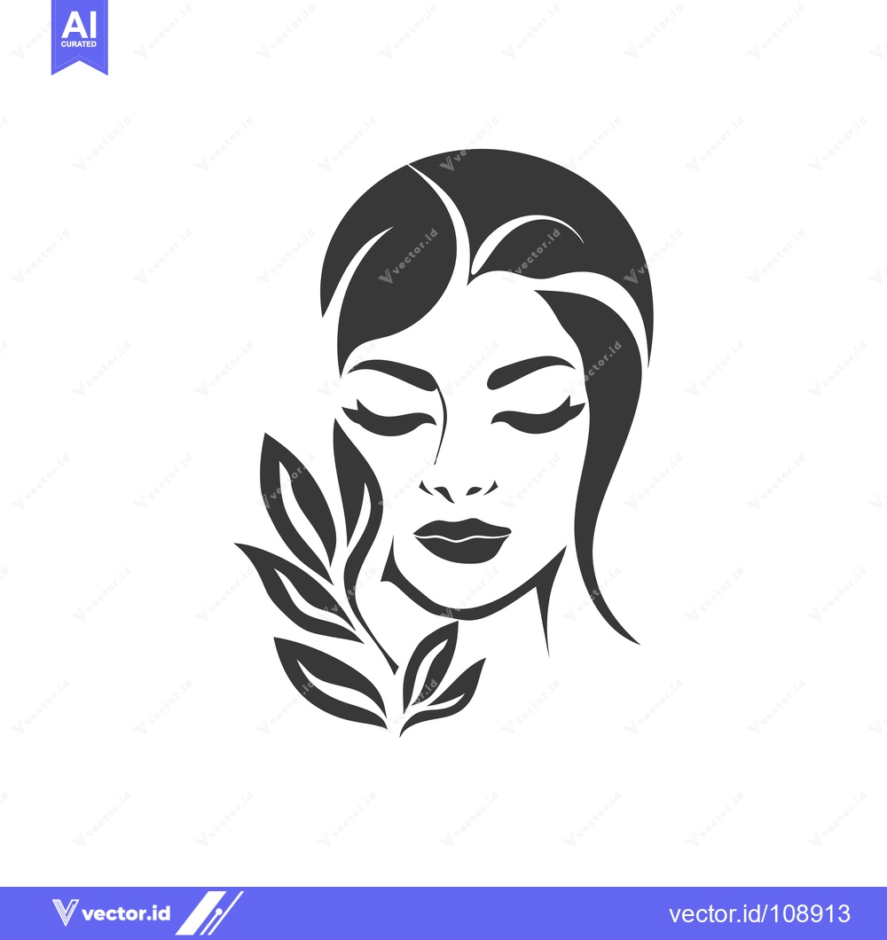 Premium Vector dari Woman's Face with Eyes Closed and Floral Detail