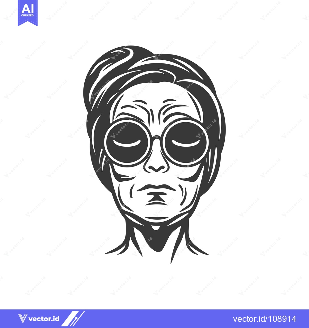 Premium Vector dari Woman's Face with Sunglasses and Bun Hairstyle