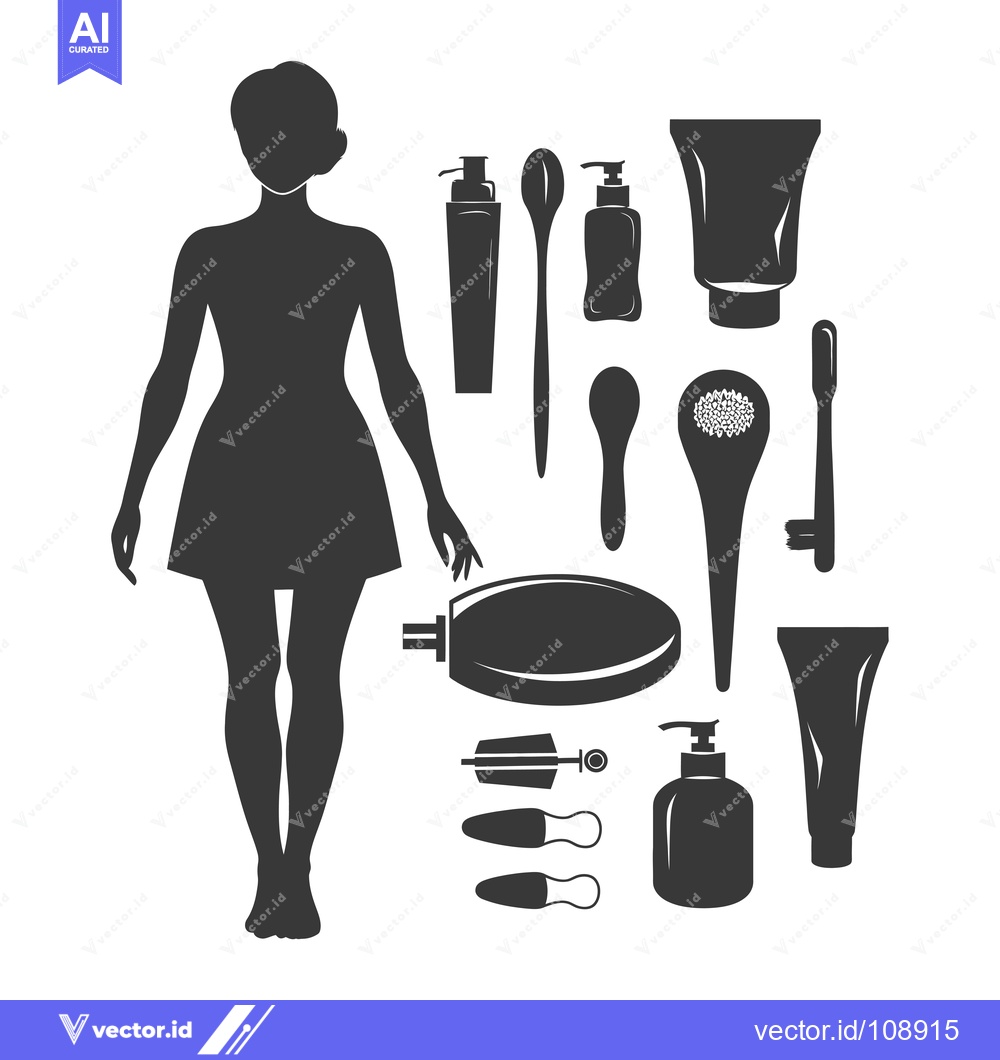 Premium Vector of Woman Silhouette with Spa and Beauty Items