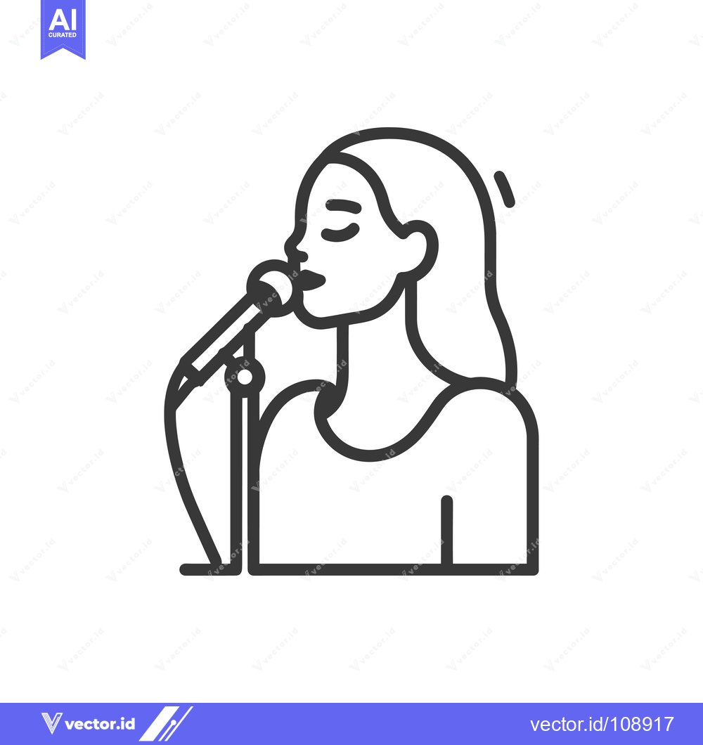 Premium Vector dari Woman singing into a microphone on a stand