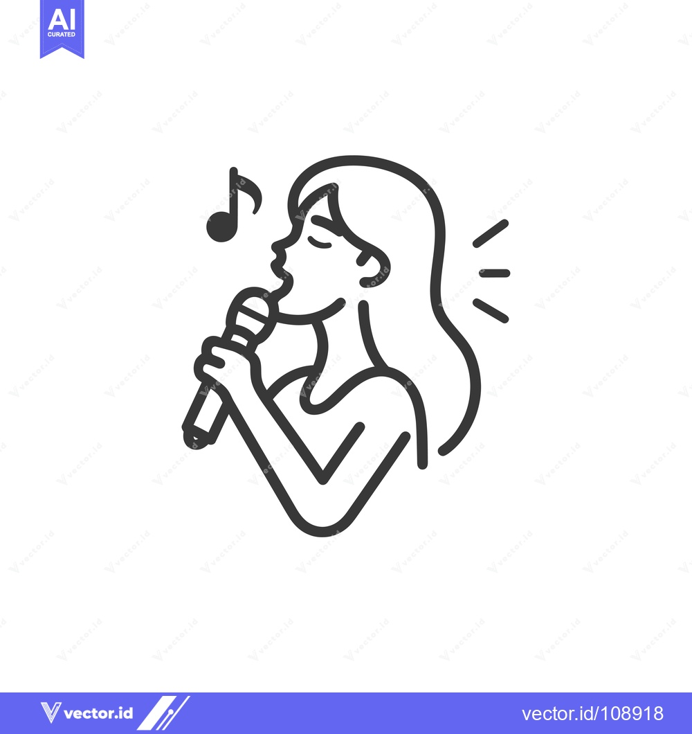 Premium Vector of Woman singing into a microphone with a musical note above her head