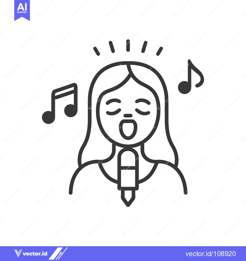 Premium Vector of Woman Singing into a Microphone with Music Notes
