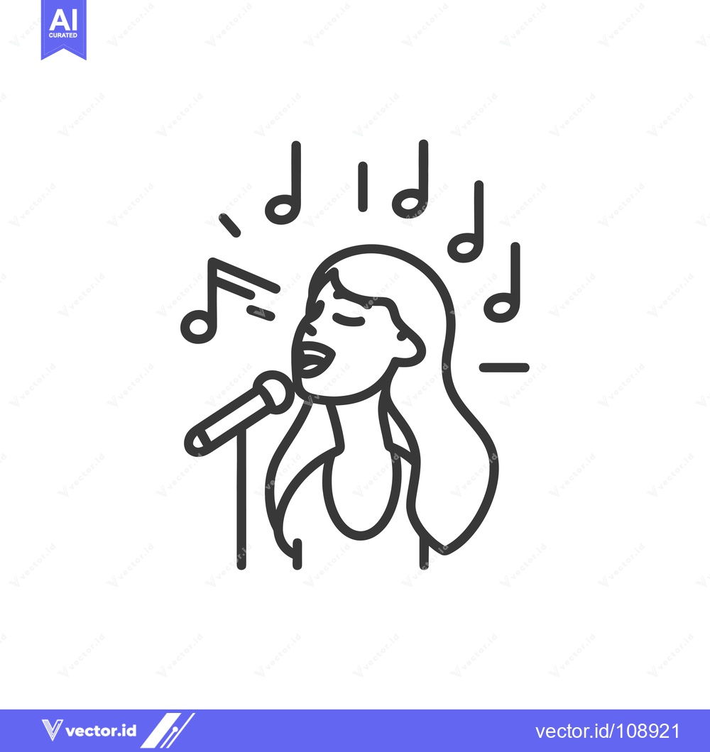 Premium Vector dari Woman Singing into a Microphone with Music Notes Around Her Head