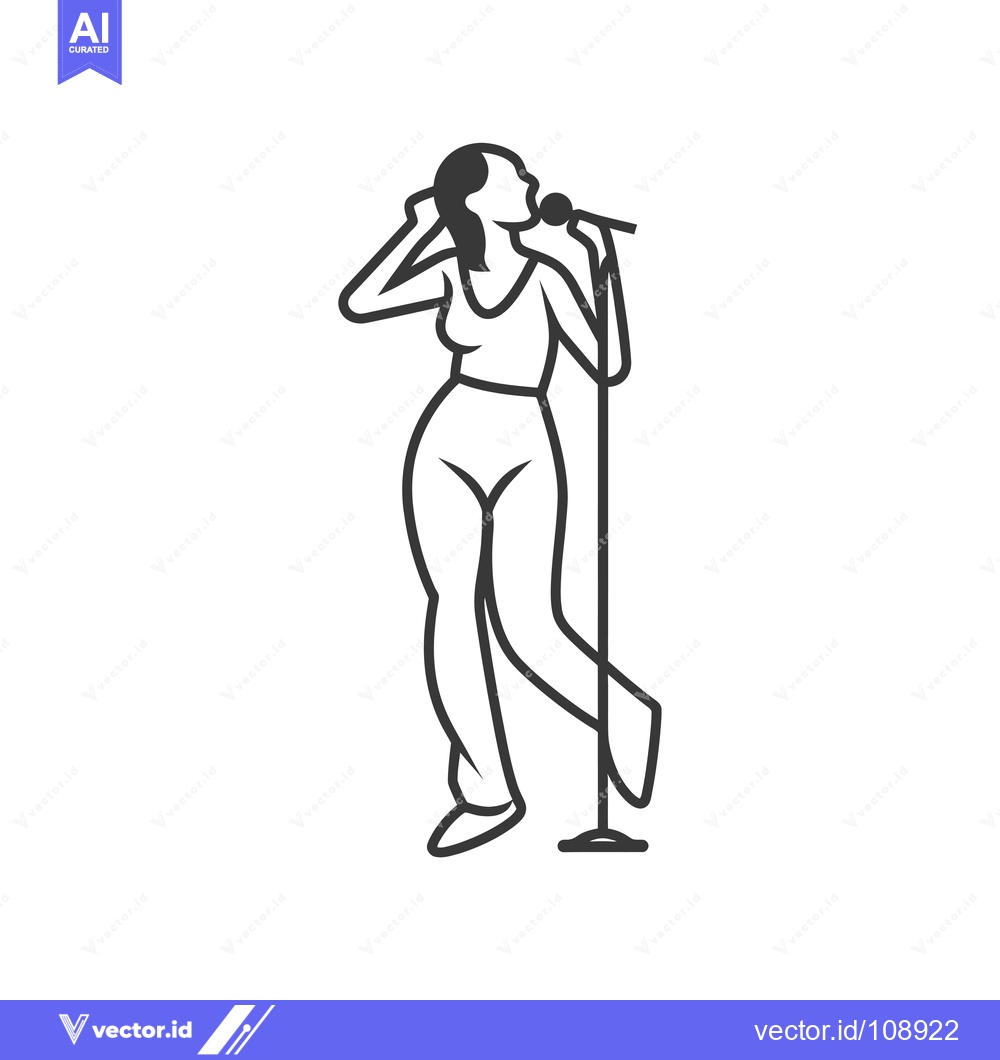 Premium Vector of Woman Singing into Microphone on a Stand