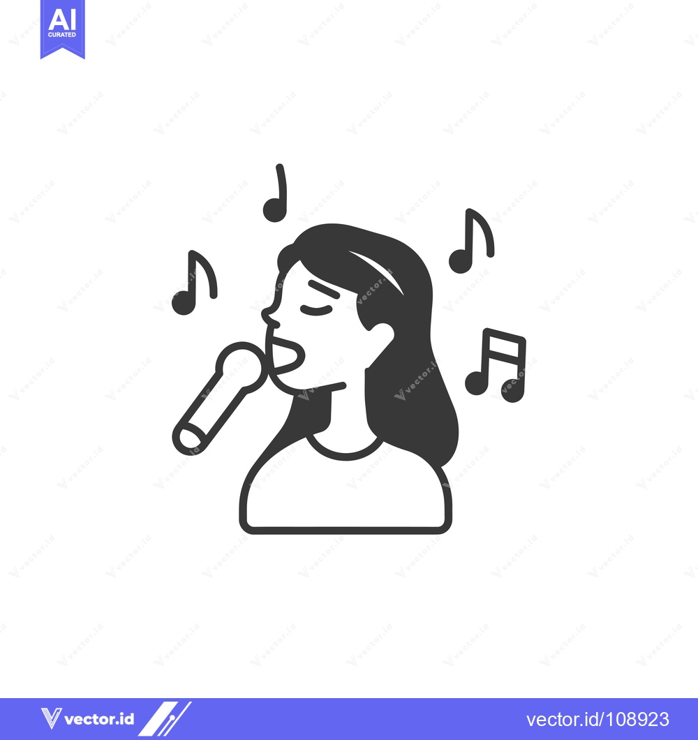 Premium Vector dari Woman Singing into Microphone with Musical Notes