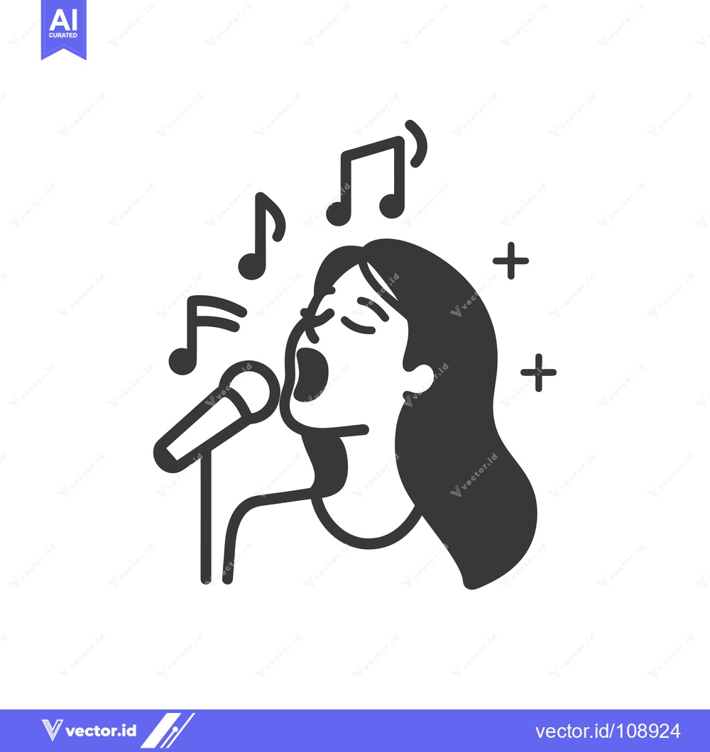 Premium Vector dari Woman Singing into Microphone with Musical Notes
