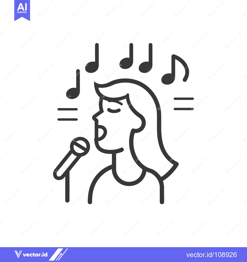 Premium Vector dari Woman Singing into Microphone with Music Notes Above Her Head