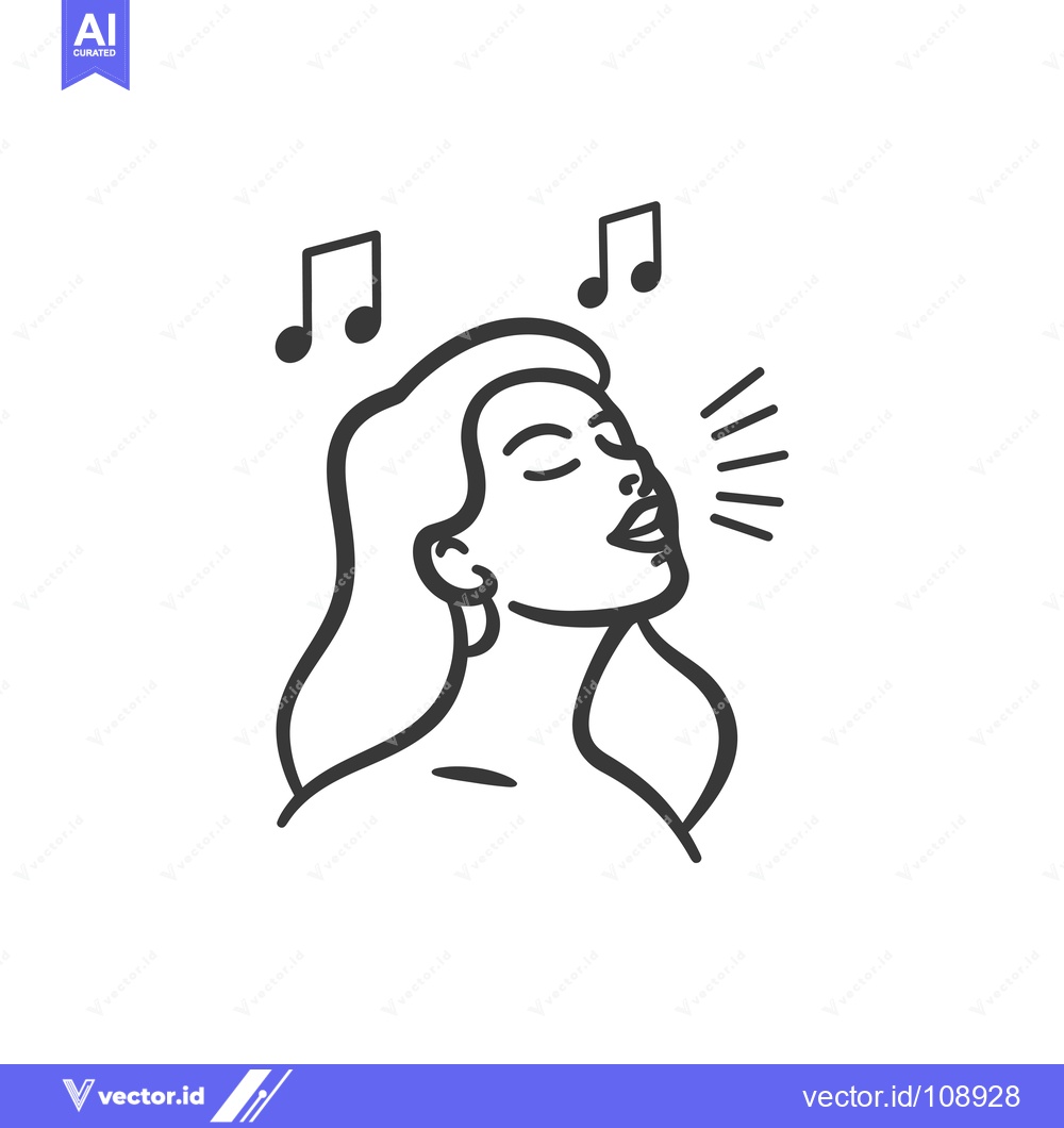 Premium Vector dari Woman Singing With Closed Eyes and Music Notes Above Her Head