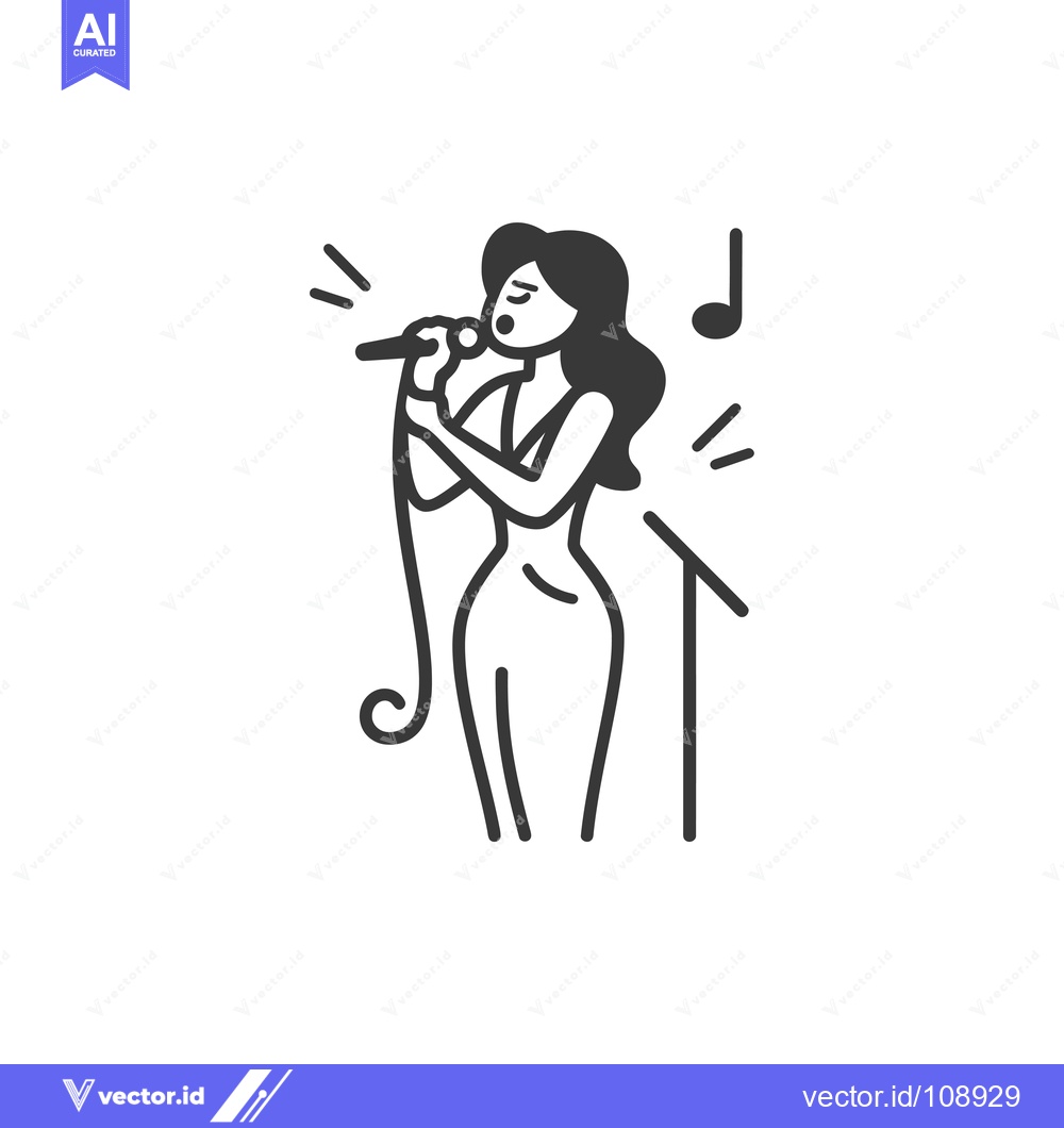 Premium Vector dari Woman Singing with Microphone on Stage