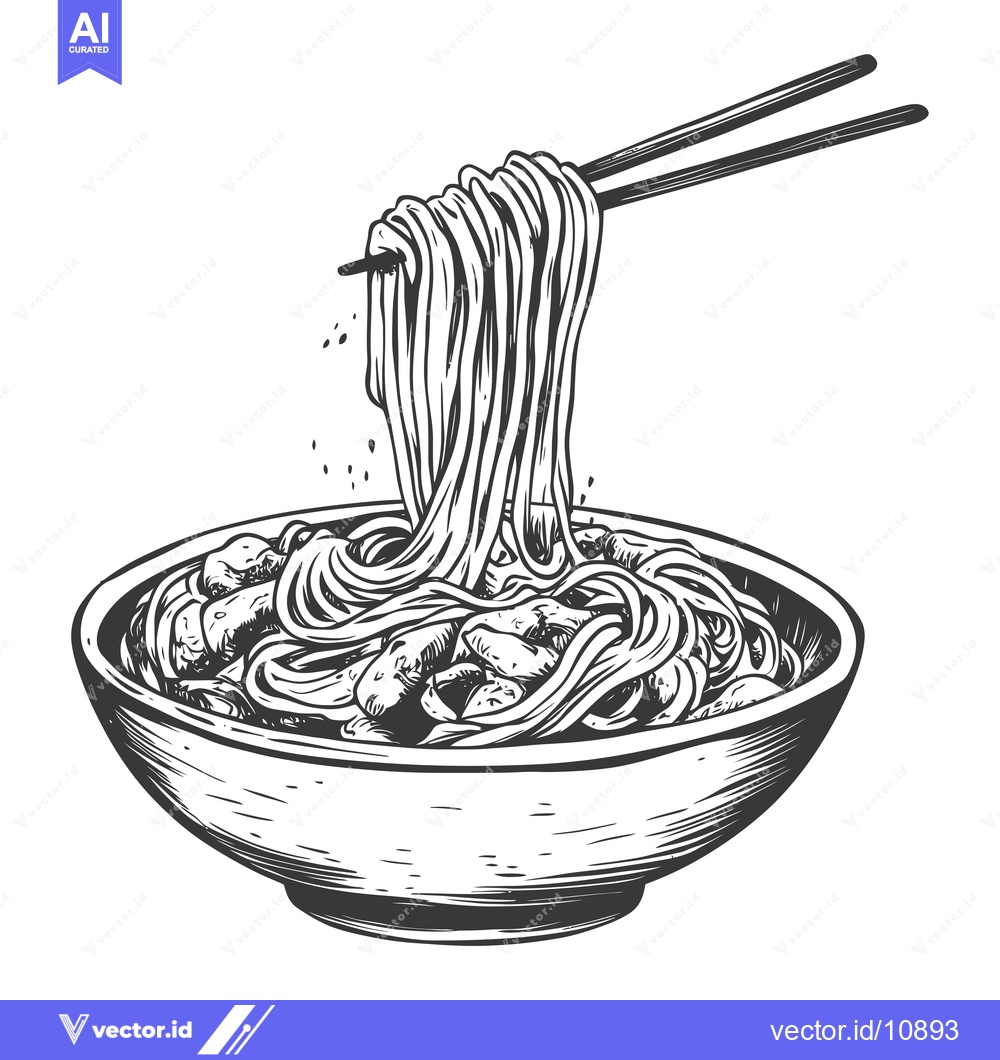 Premium Vector dari A Bowl of Noodles Being Lifted with Chopsticks