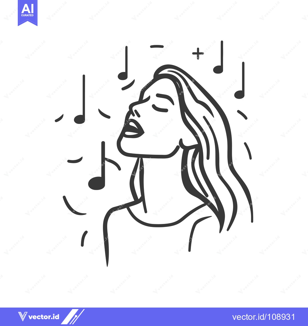 Premium Vector dari Woman Singing with Musical Notes Surrounding Her