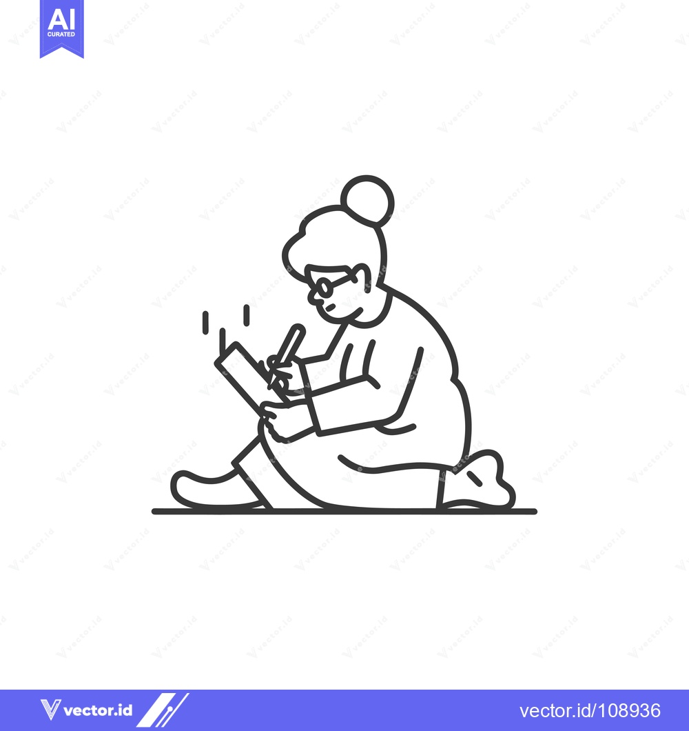 Premium Vector dari Woman Sitting and Writing in a Notebook with a Pen