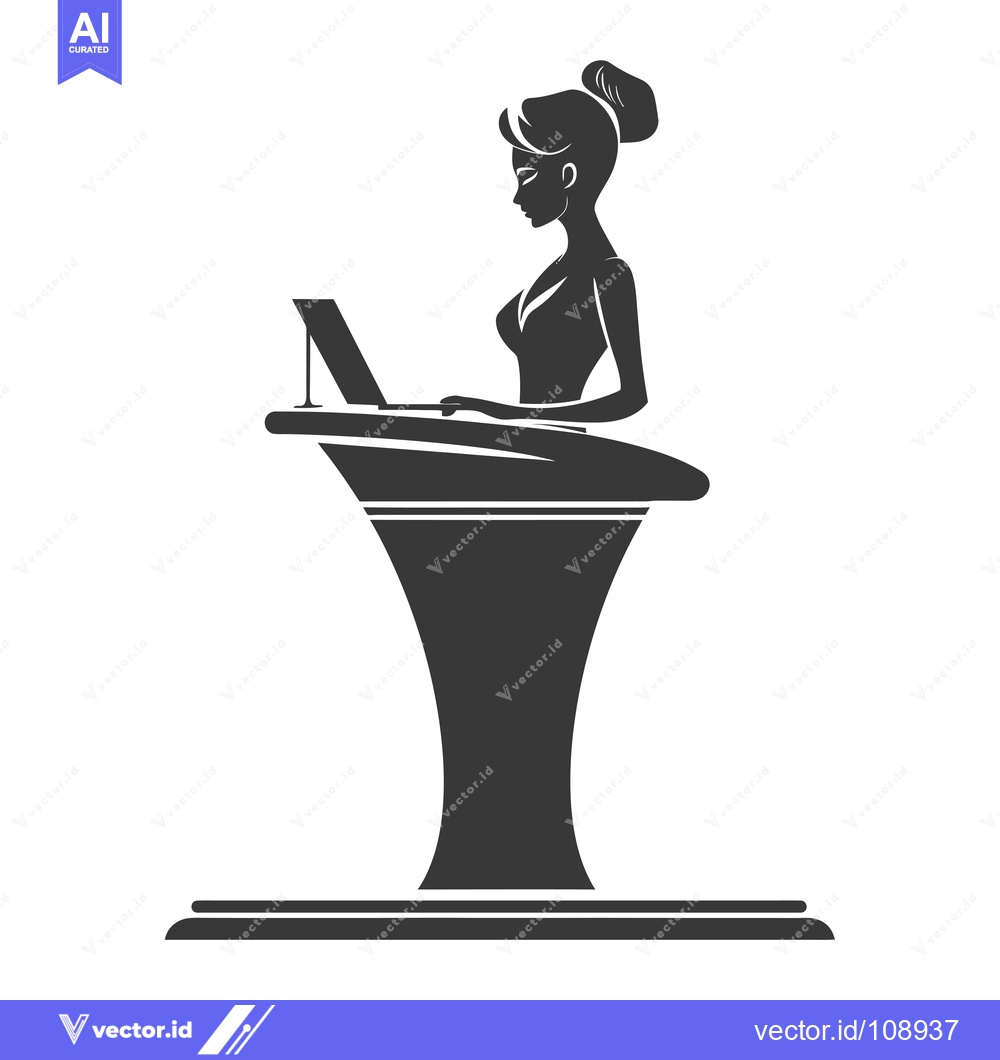 Premium Vector of Woman Sitting at a Desk Using a Laptop
