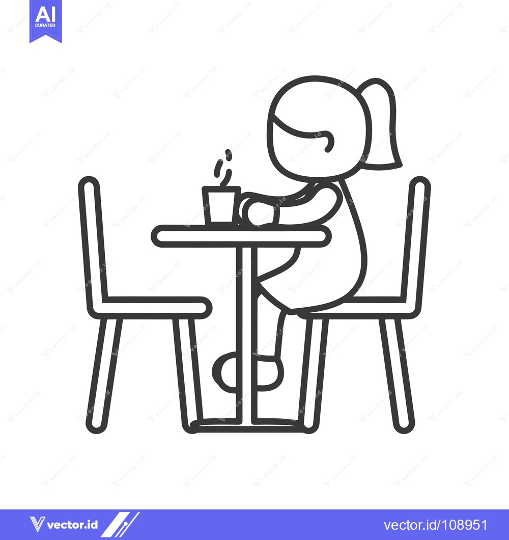 Premium Vector dari Woman sitting at a table with a cup of hot beverage