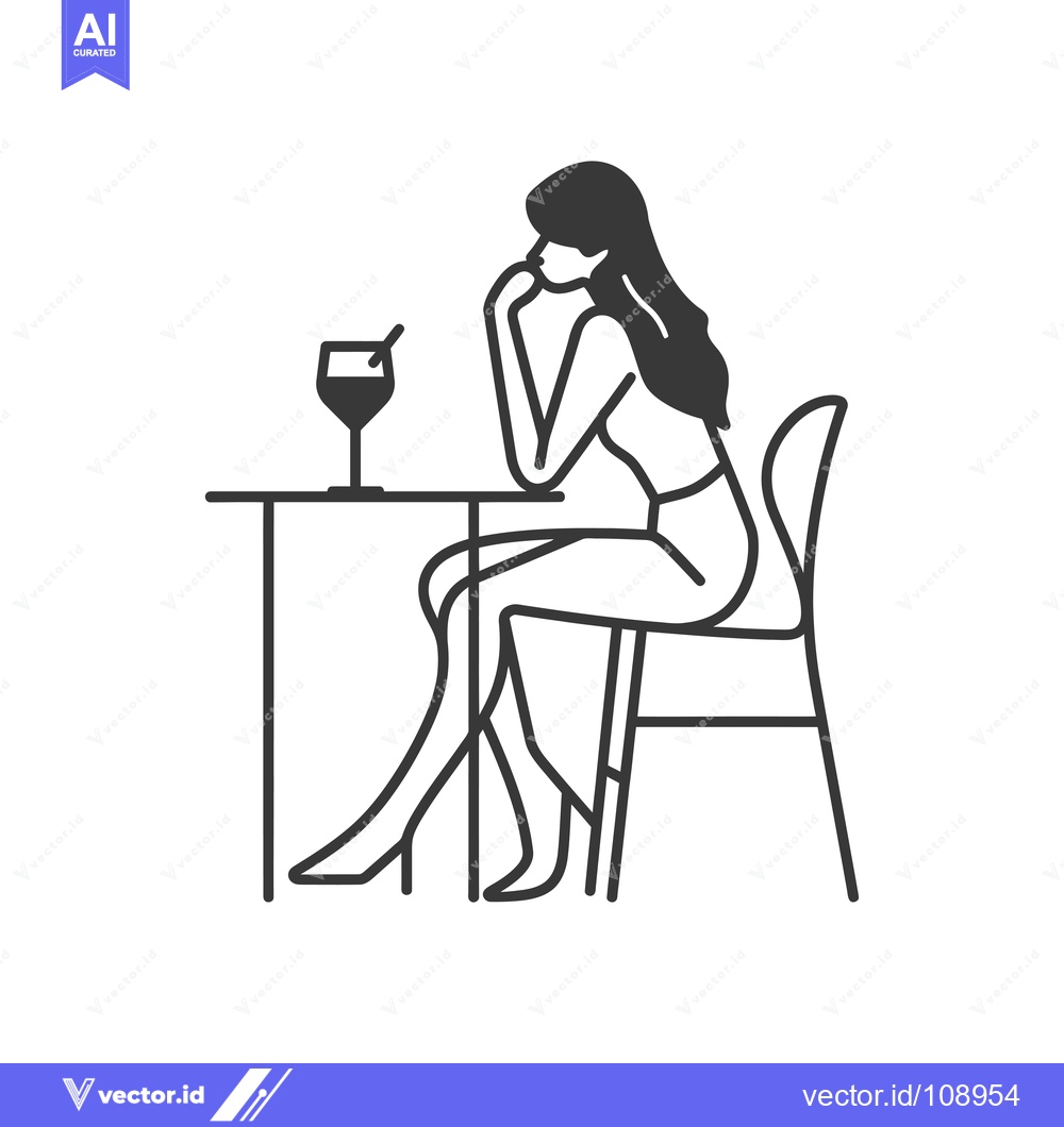Premium Vector dari Woman Sitting at a Table with a Drink