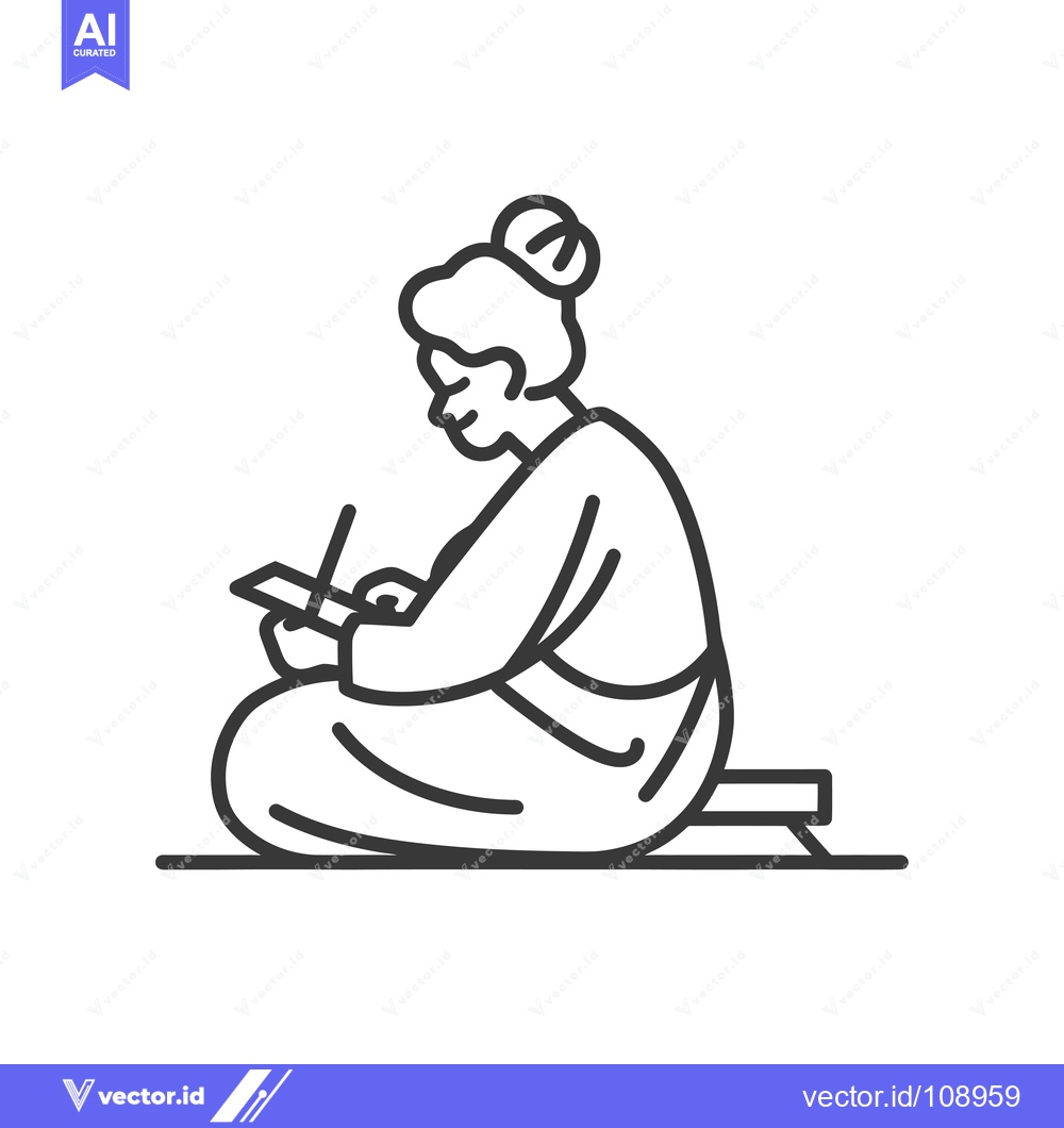 Premium Vector dari Woman Sitting Cross-Legged Writing in a Notebook