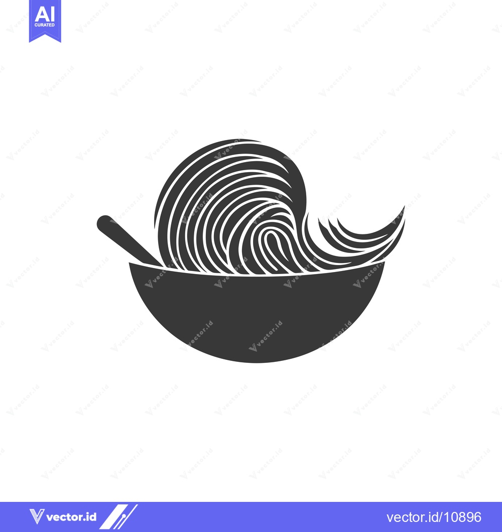 Premium Vector dari A Bowl of Noodles with a Spoon