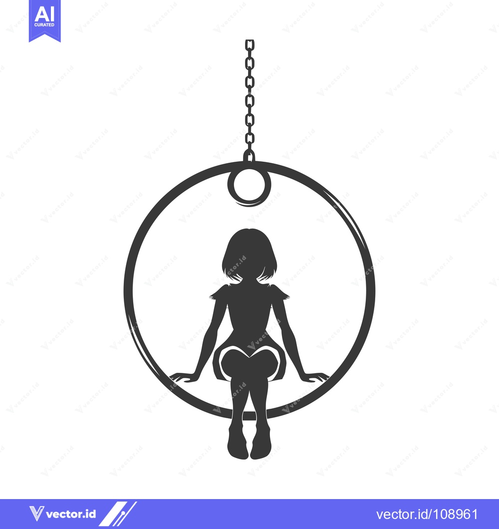 Premium Vector dari Woman Sitting in a Circular Swing Hanging from a Chain