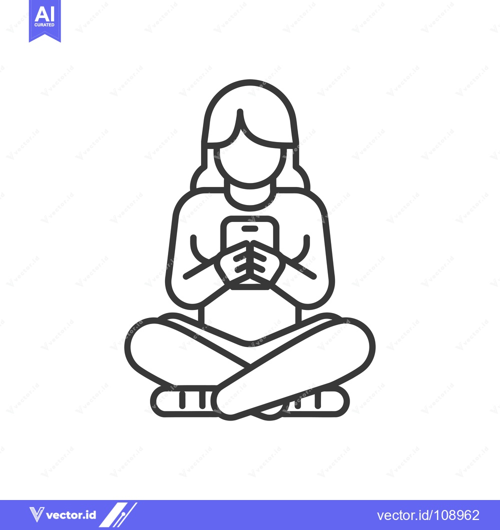 Premium Vector dari Woman Sitting in a Cross-Legged Position Using a Smartphone
