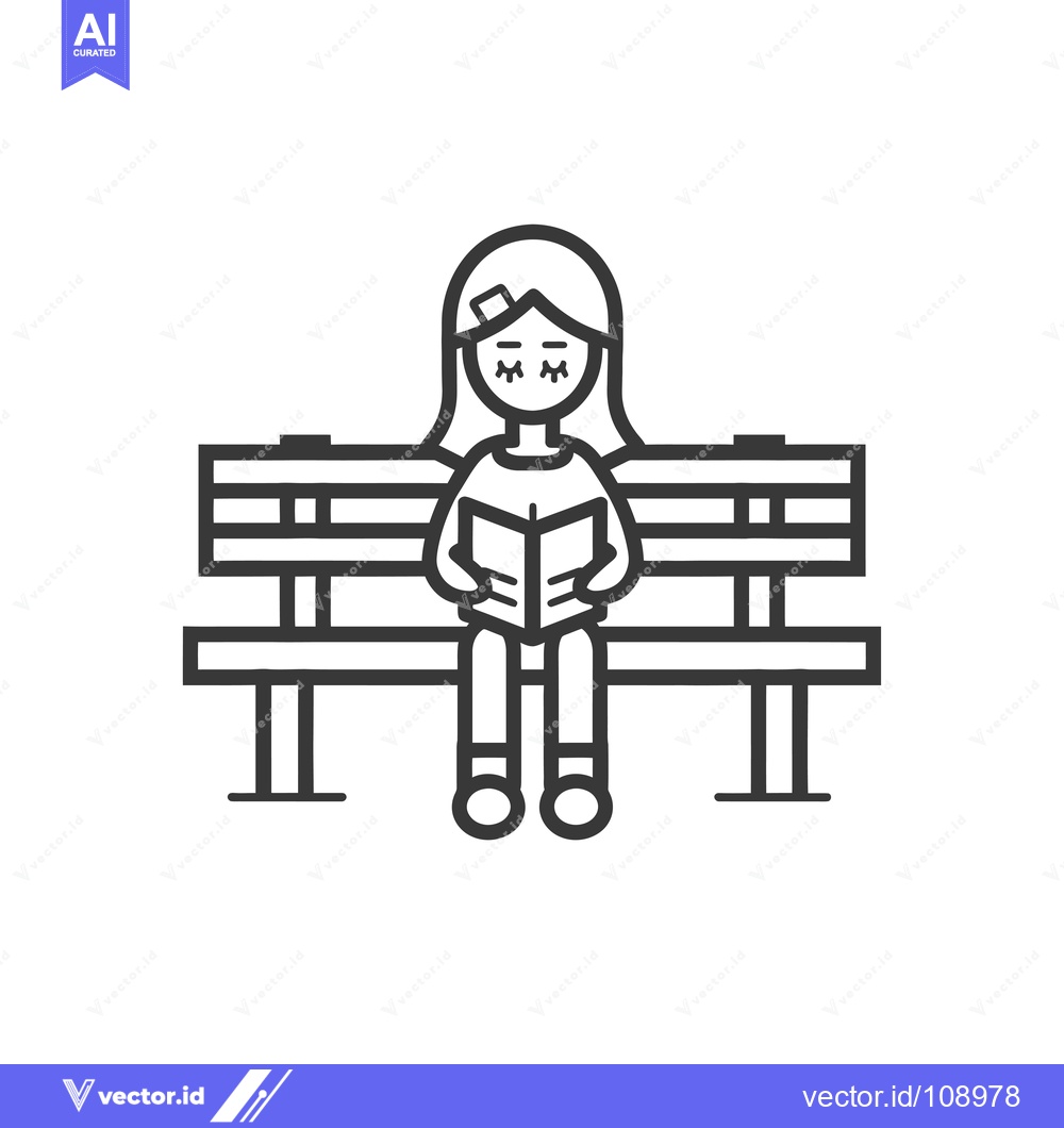 Premium Vector dari Woman Sitting on a Bench and Reading a Book