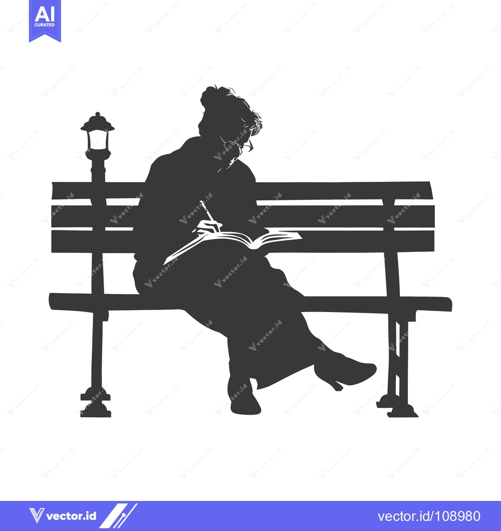 Premium Vector of Woman Sitting on a Bench Reading a Book