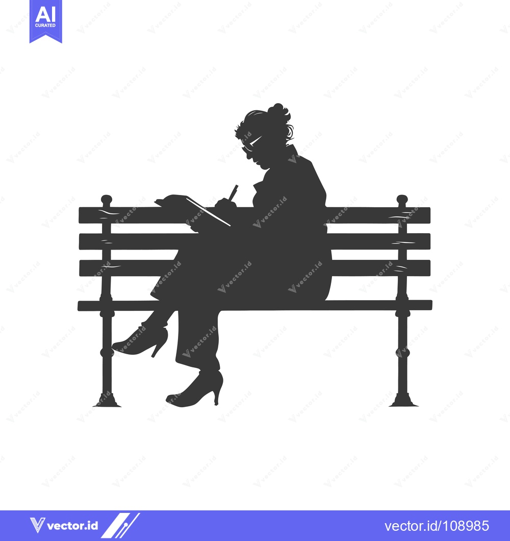 Premium Vector dari Woman Sitting on a Bench Writing in a Notebook