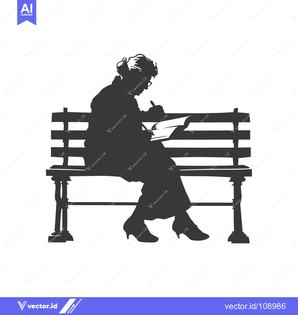 Premium Vector dari Woman Sitting on a Bench Writing in a Notebook