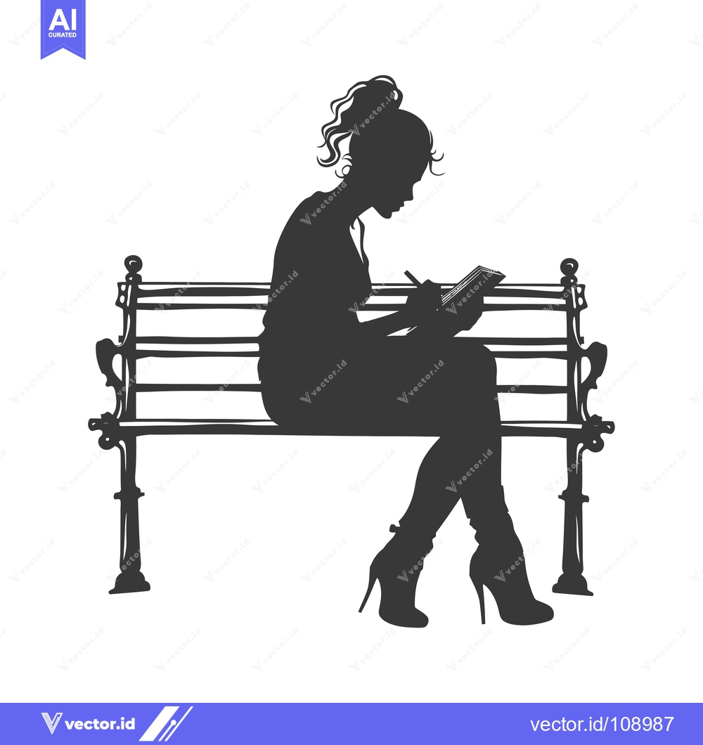 Premium Vector dari Woman Sitting on a Bench Writing in a Notebook
