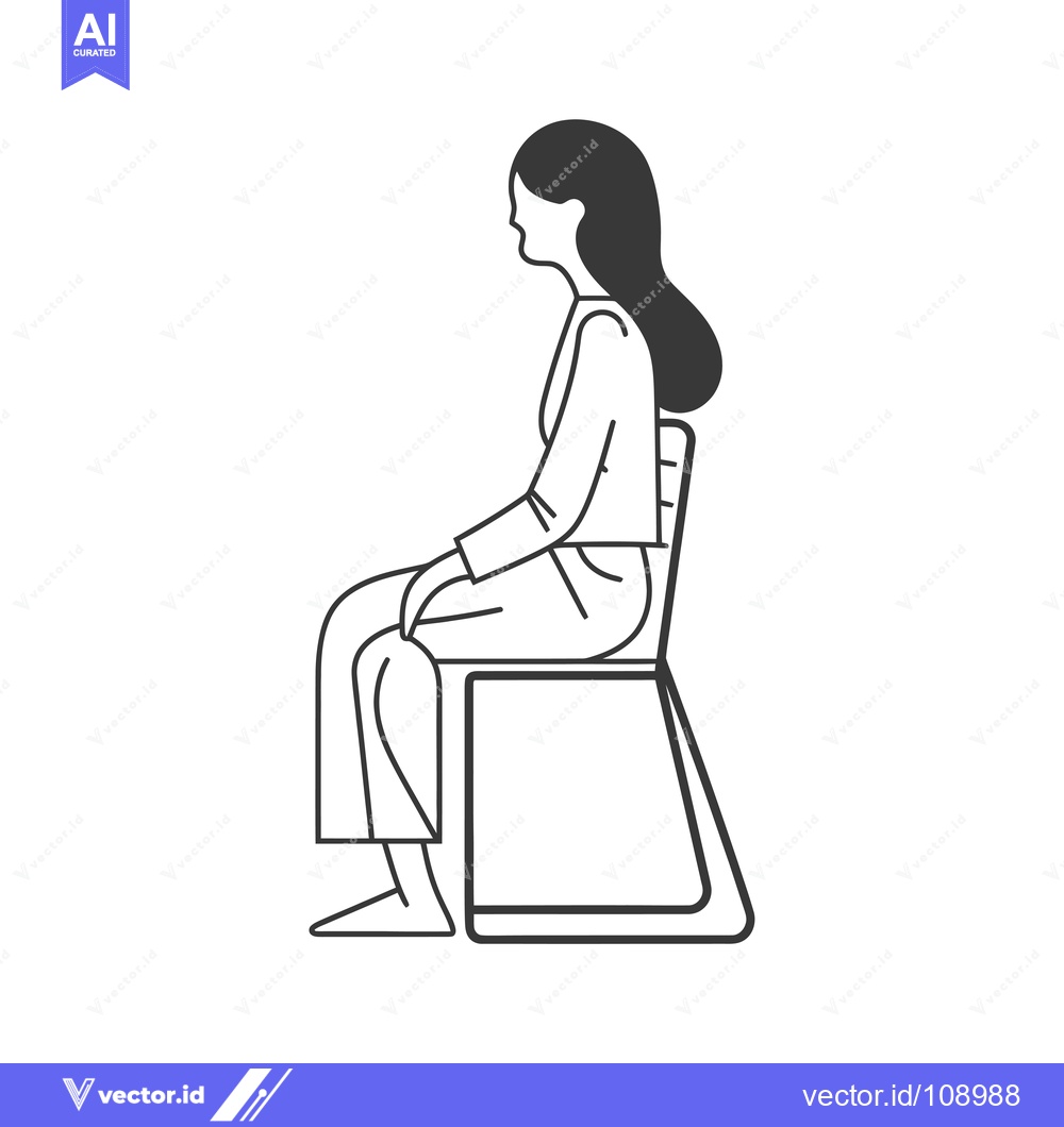 Premium Vector dari Woman Sitting on a Chair in Profile View