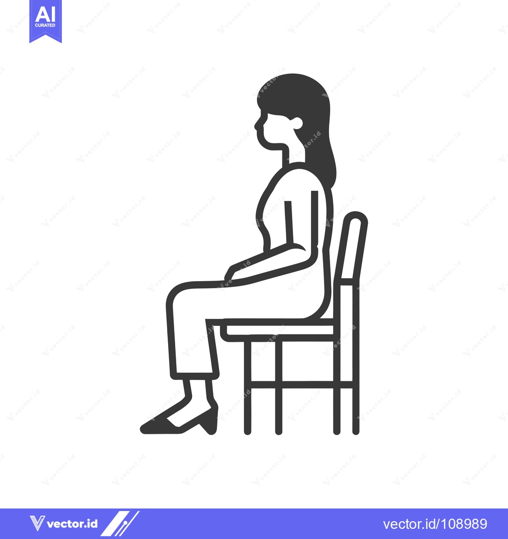 Premium Vector dari Woman Sitting on a Chair, Side View, Outline Icon