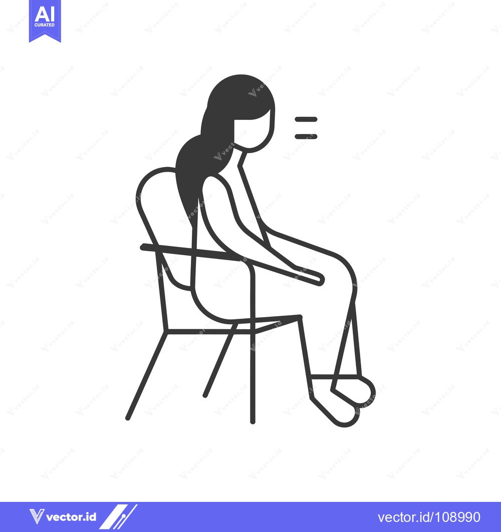 Premium Vector of Woman Sitting on a Chair, Simple Line Art Illustration