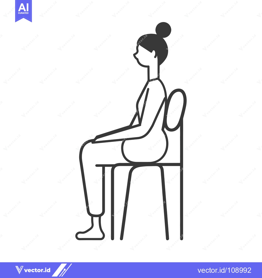Premium Vector dari Woman Sitting on Chair with Back Straight