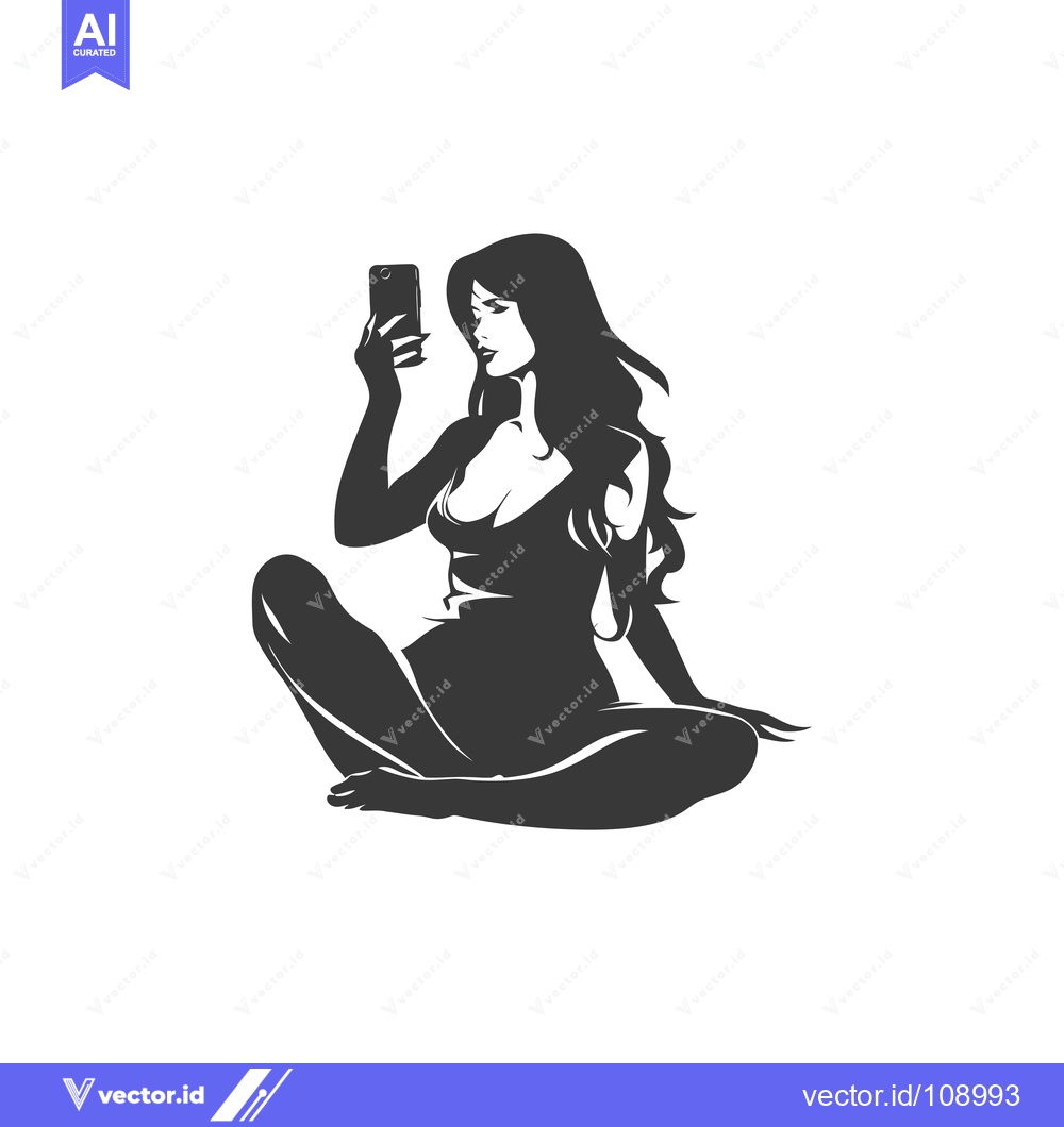 Premium Vector dari Woman Sitting Taking a Selfie with a Smartphone