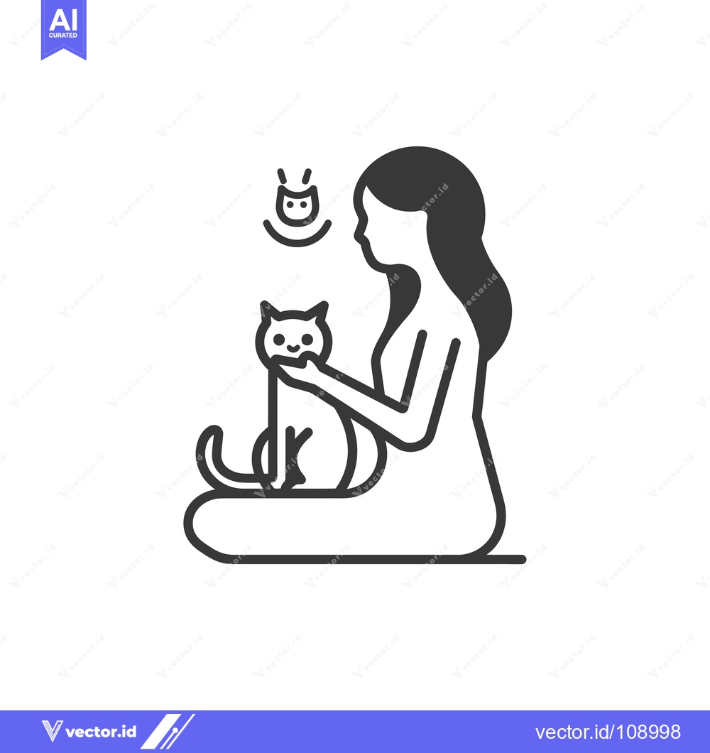 Premium Vector of Woman Sitting with Cat in Her Lap