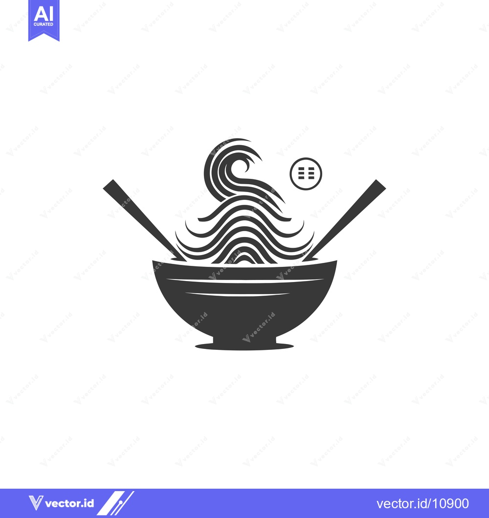 Premium Vector dari A Bowl of Noodles with Chopsticks and a Circle with Three Lines