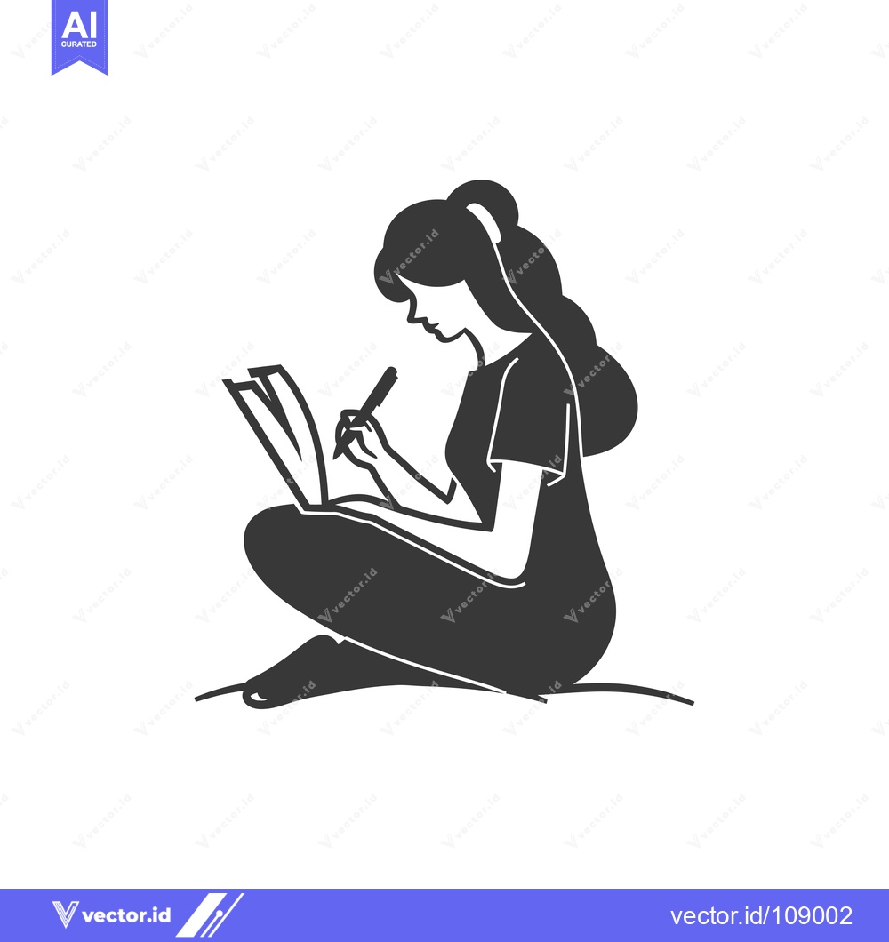 Premium Vector dari Woman Sitting with Her Legs Crossed and Writing in a Notebook